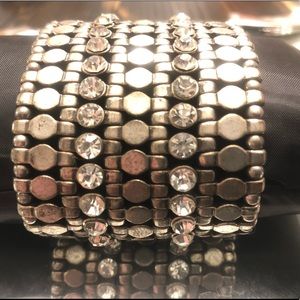 Faux Diamond Silver Stretchy Bracelet
